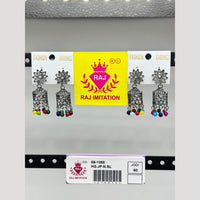 Raj Imitation Oxidised Austrian And Beads Jhumki Earrings