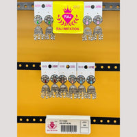 Raj Imitation Oxidised Austrian And Beads Jhumki Earrings