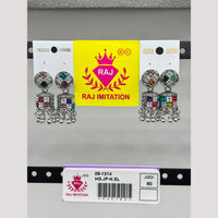 Raj Imitation Oxidised Austrian And Beads Jhumki Earrings