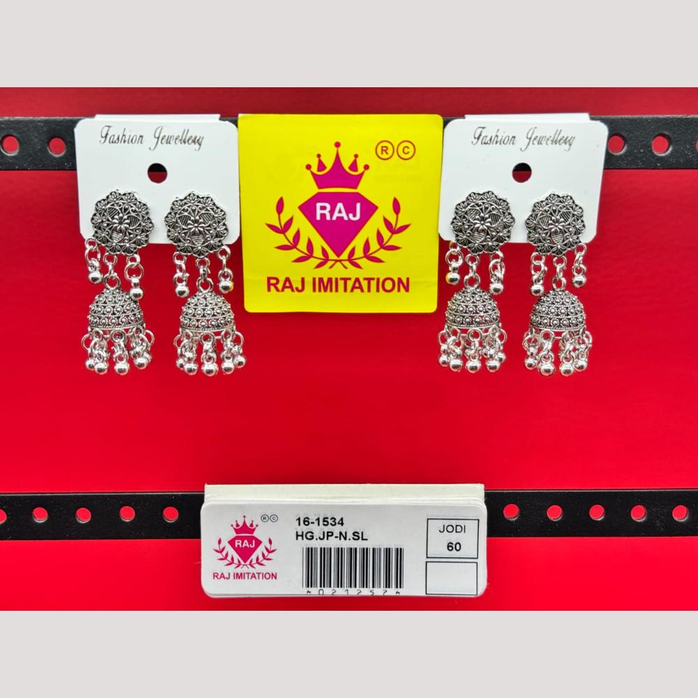 Raj Imitation Oxidised Beads Jhumki Earrings