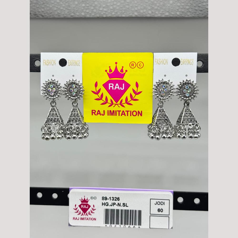 Raj Imitation Oxidised Austrian And Beads Jhumki Earrings