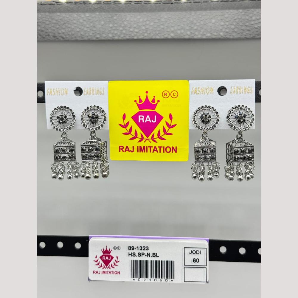 Raj Imitation Oxidised Austrian And Beads Jhumki Earrings