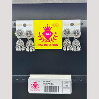 Raj Imitation Oxidised Crystal Stone And Beads Jhumki Earrings
