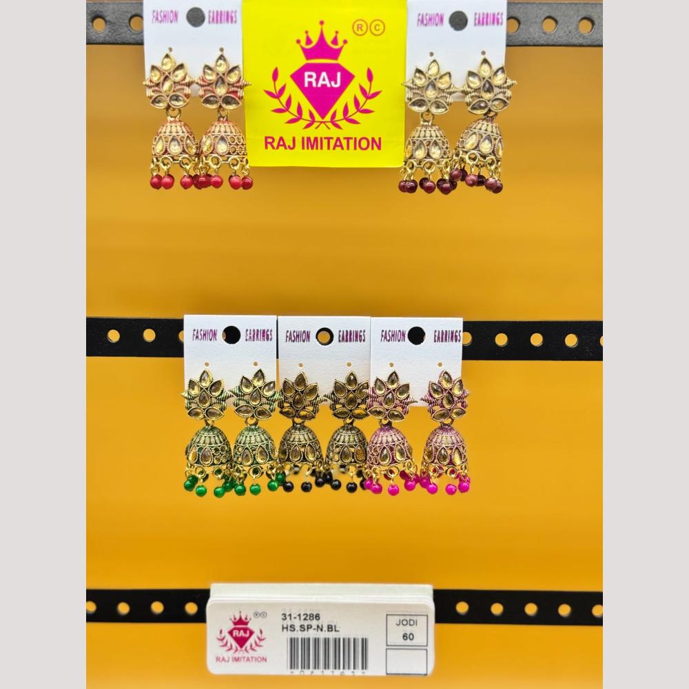 Raj Imitation Crystal Stone And Beads Jhumki Earrings