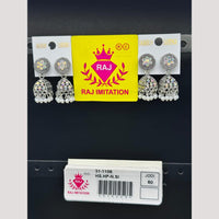 Raj Imitation Oxidised Austrian And Beads Jhumki Earrings