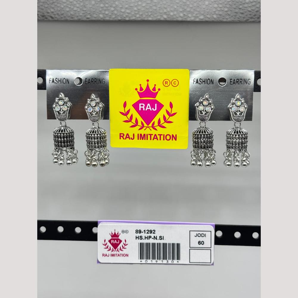 Raj Imitation Oxidised Austrian And Beads Jhumki Earrings