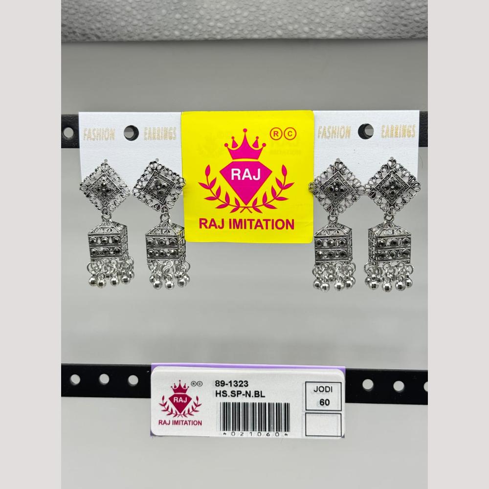 Raj Imitation Oxidised Austrian And Beads Jhumki Earrings