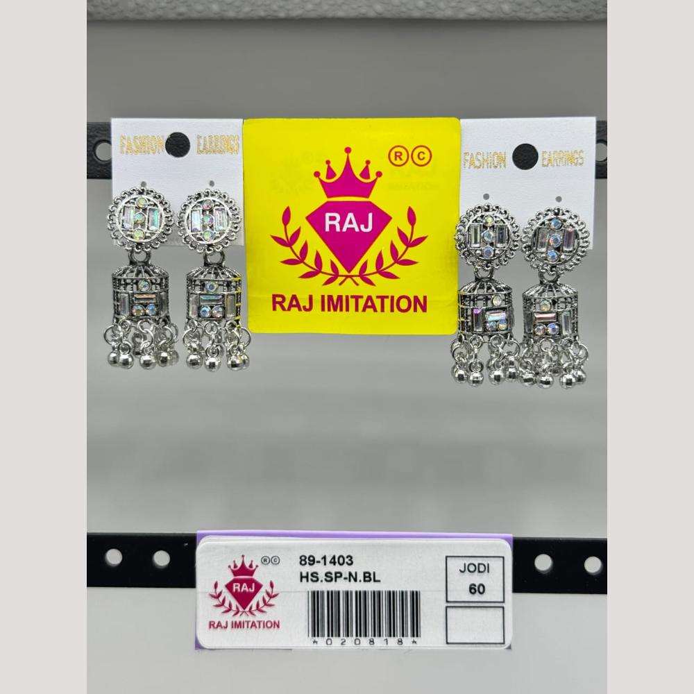 Raj Imitation Oxidised Austrian And Beads Jhumki Earrings