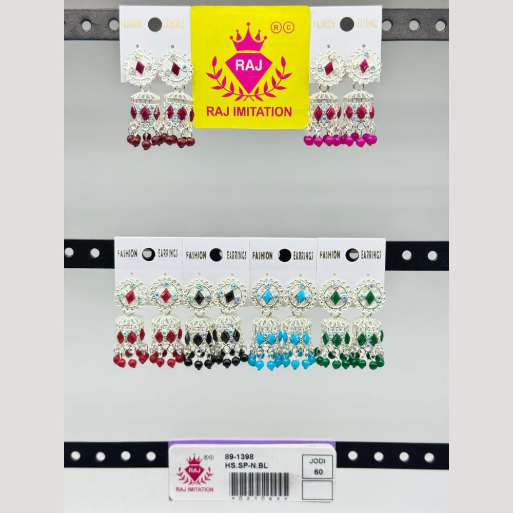 Raj Imitation Oxidised Austrian And Beads Jhumki Earrings