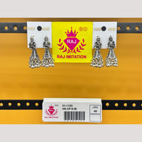 Raj Imitation Oxidised Austrian And Beads Jhumki Earrings