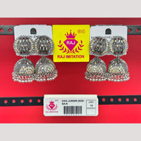 Raj Imitation Oxidised Austrian And Beads Jhumki Earrings