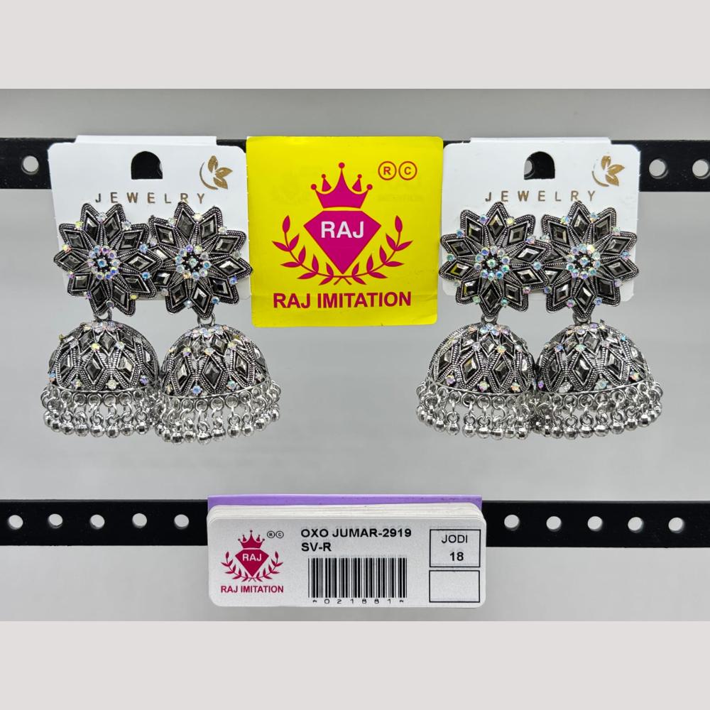 Raj Imitation Oxidised Austrian And Beads Jhumki Earrings