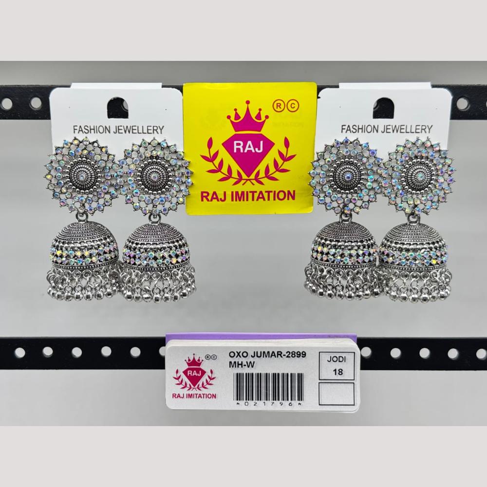 Raj Imitation Oxidised Austrian And Beads Jhumki Earrings