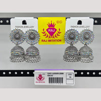 Raj Imitation Oxidised Austrian And Beads Jhumki Earrings