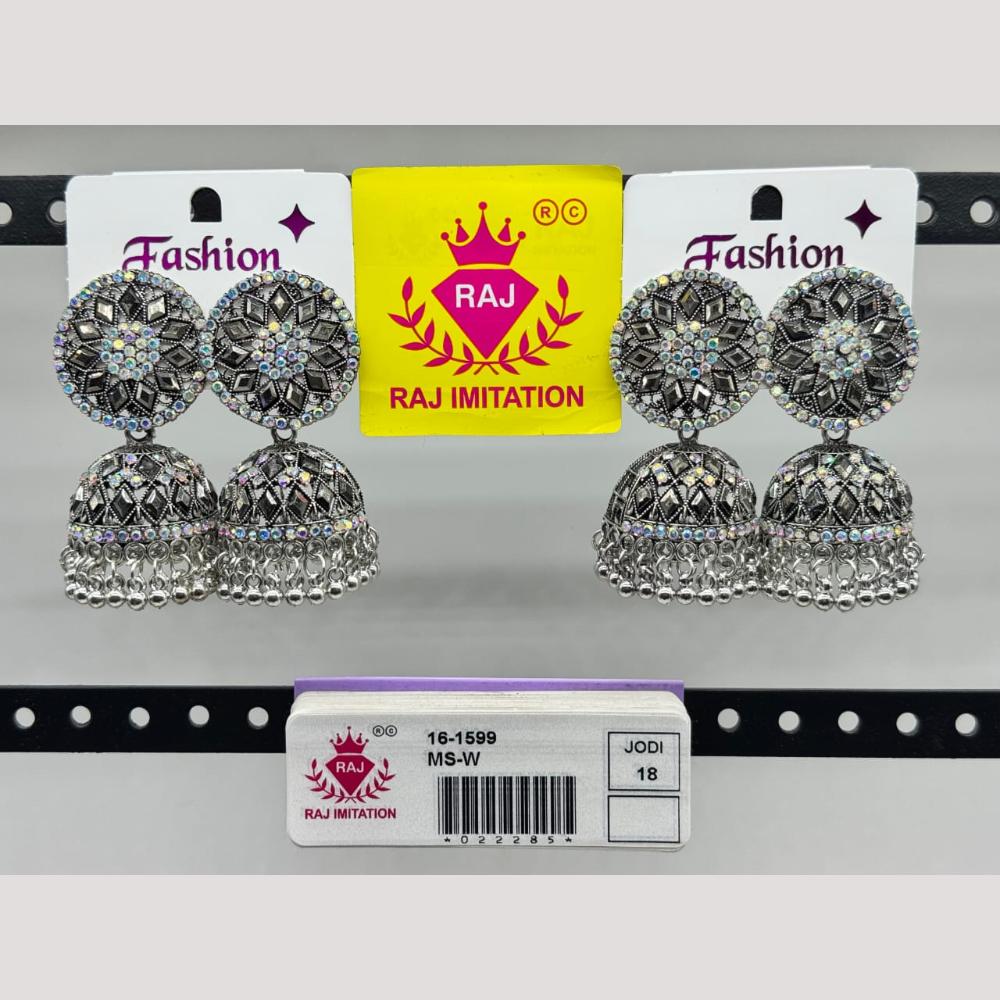 Raj Imitation Oxidised Austrian And Beads Jhumki Earrings