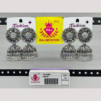 Raj Imitation Oxidised Austrian And Beads Jhumki Earrings