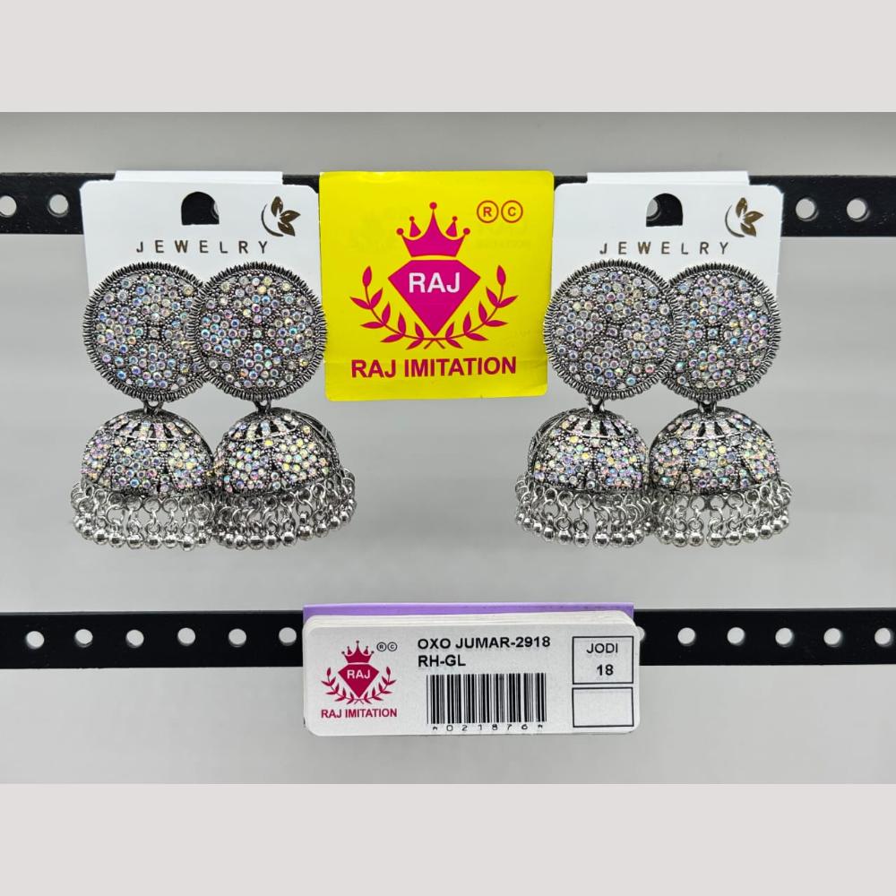 Raj Imitation Oxidised Austrian And Beads Jhumki Earrings