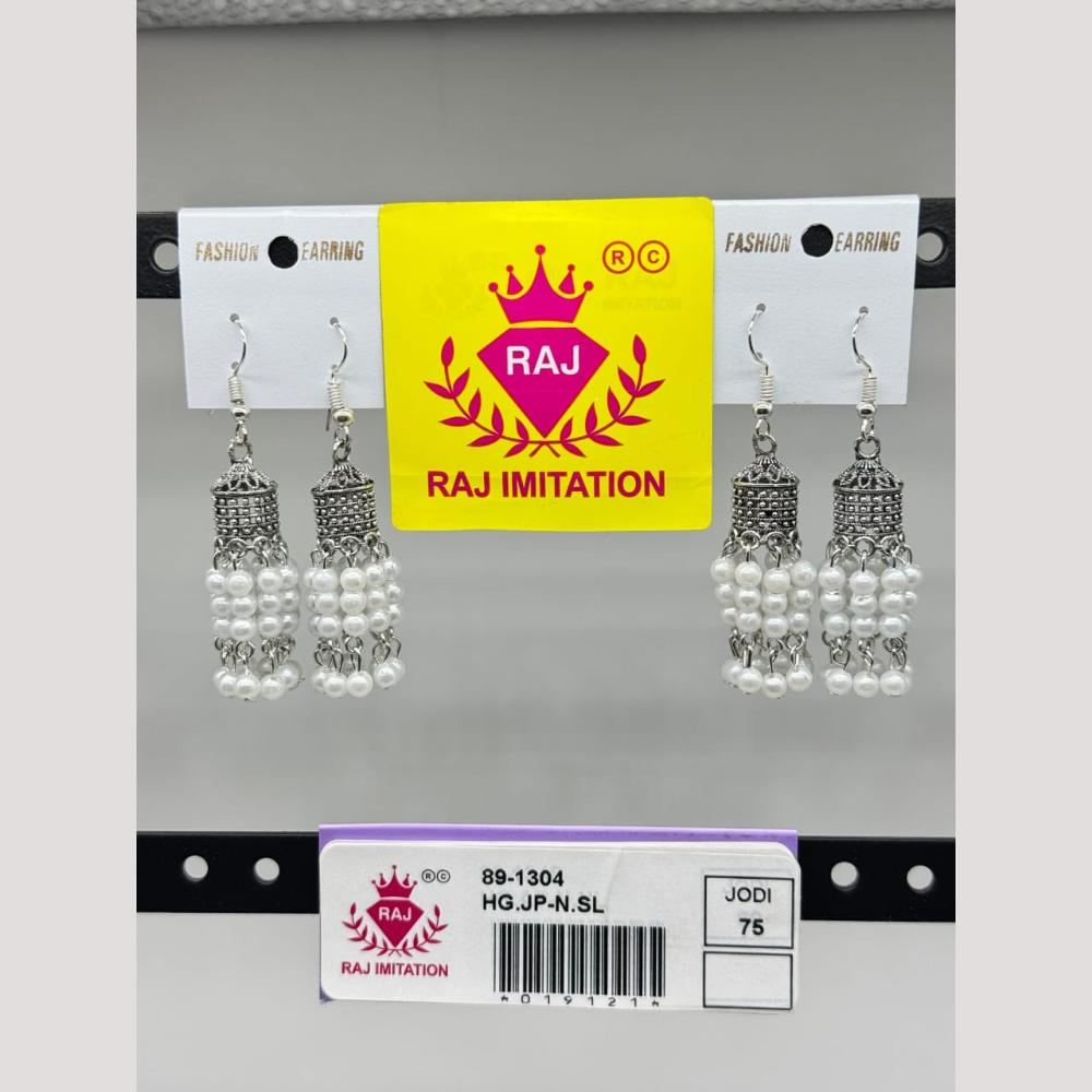 Raj Imitation Oxidised Pearl Jhumki Earrings