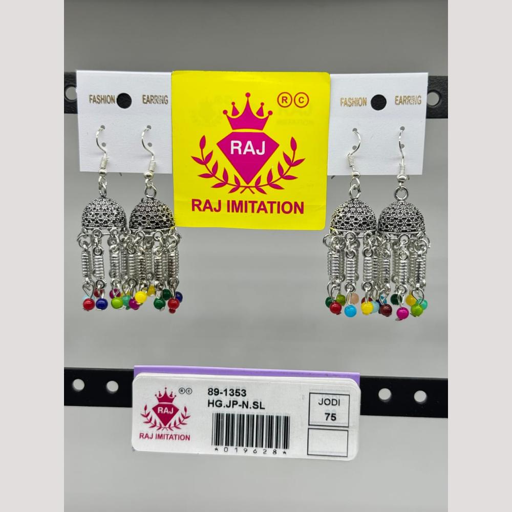 Raj Imitation Oxidised Beads Jhumki Earrings