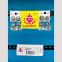 Raj Imitation Oxidised Austrian And Beads Jhumki Earrings
