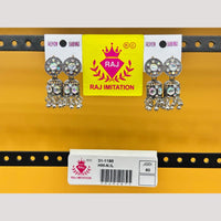 Raj Imitation Oxidised Crystal Stone And Beads Jhumki Earrings