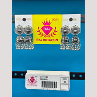 Raj Imitation Oxidised Austrian And Beads Jhumki Earrings
