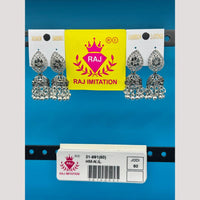 Raj Imitation Oxidised Austrian And Beads Jhumki Earrings