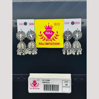 Raj Imitation Oxidised Austrian And Beads Jhumki Earrings