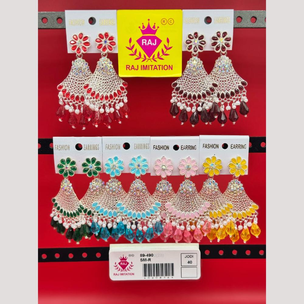 Raj Imitation Pota Stone And Beads Dangler Earrings