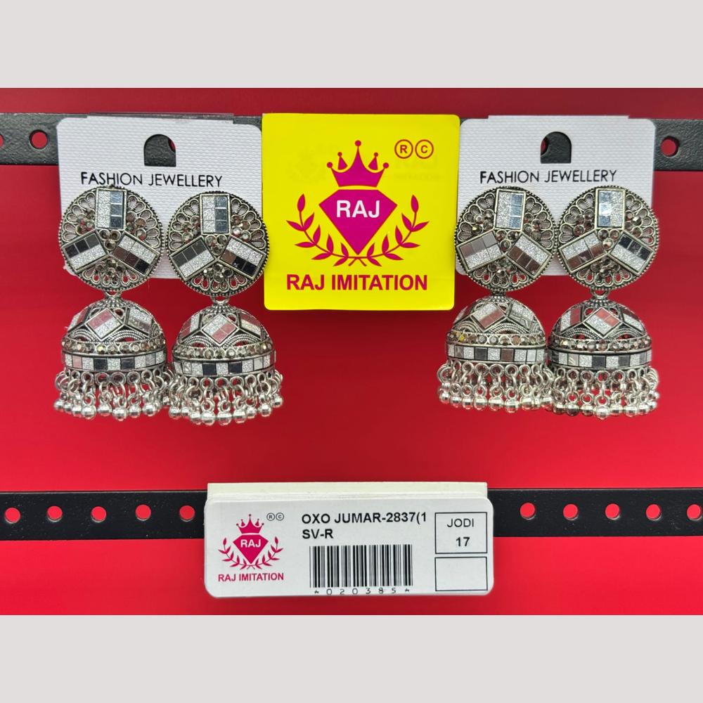 Raj Imitation Oxidised Austrian And Beads Jhumki Earrings