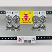 Raj Imitation Oxidised Austrian And Beads Jhumki Earrings