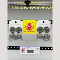 Raj Imitation Oxidised Austrian And Beads Jhumki Earrings