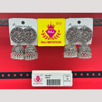 Raj Imitation Oxidised Austrian And Beads Jhumki Earrings