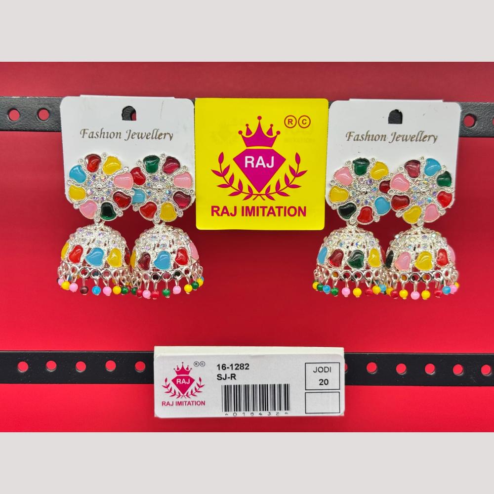 Raj Imitation Pota Austrian And Beads Jhumki Earrings