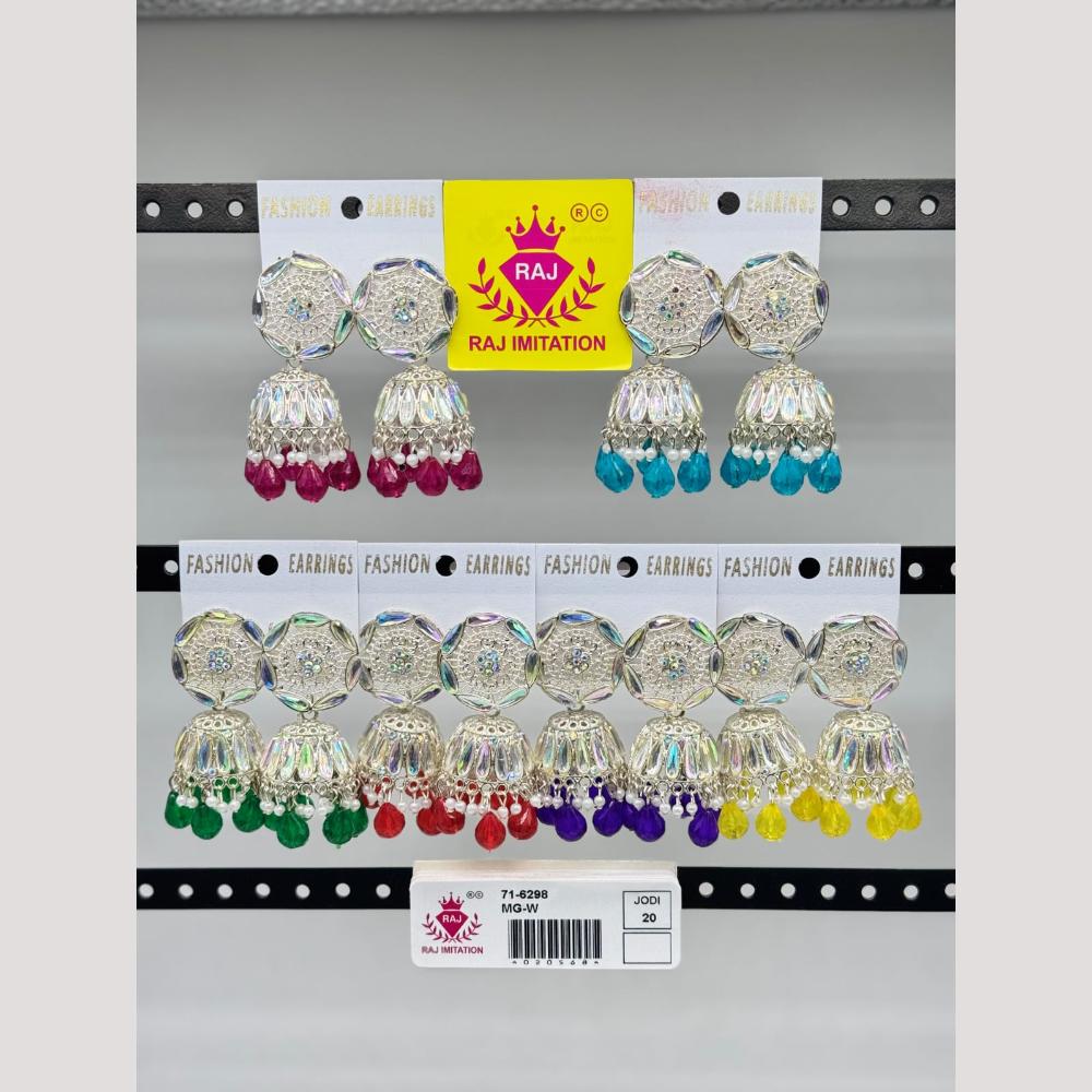 Raj Imitation Crystal Stone And Beads Jhumki Earrings