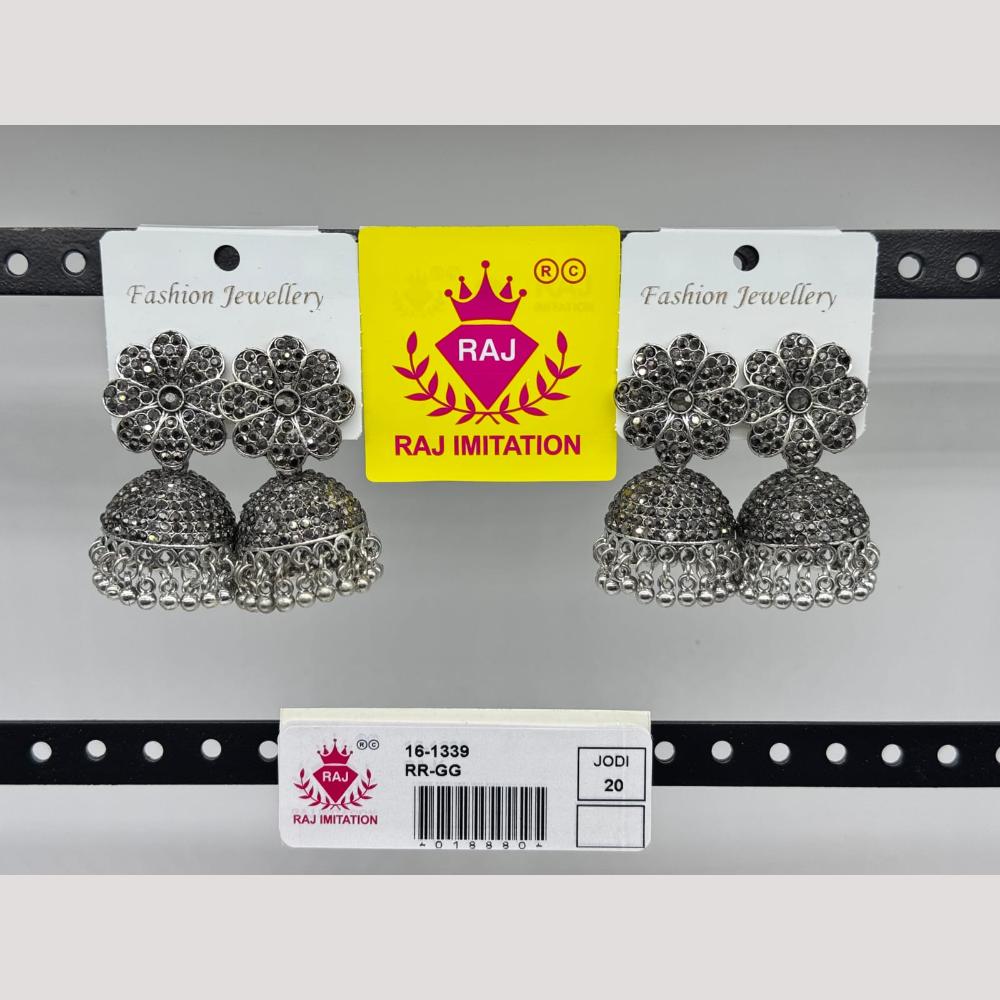 Raj Imitation Oxidised Austrian And Beads Jhumki Earrings