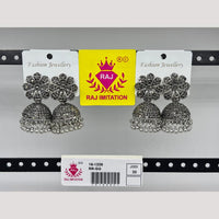 Raj Imitation Oxidised Austrian And Beads Jhumki Earrings