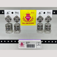 Raj Imitation Oxidised Austrian And Beads Jhumki Earrings