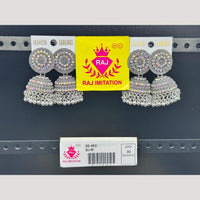 Raj Imitation Oxidised Austrian And Beads Jhumki Earrings