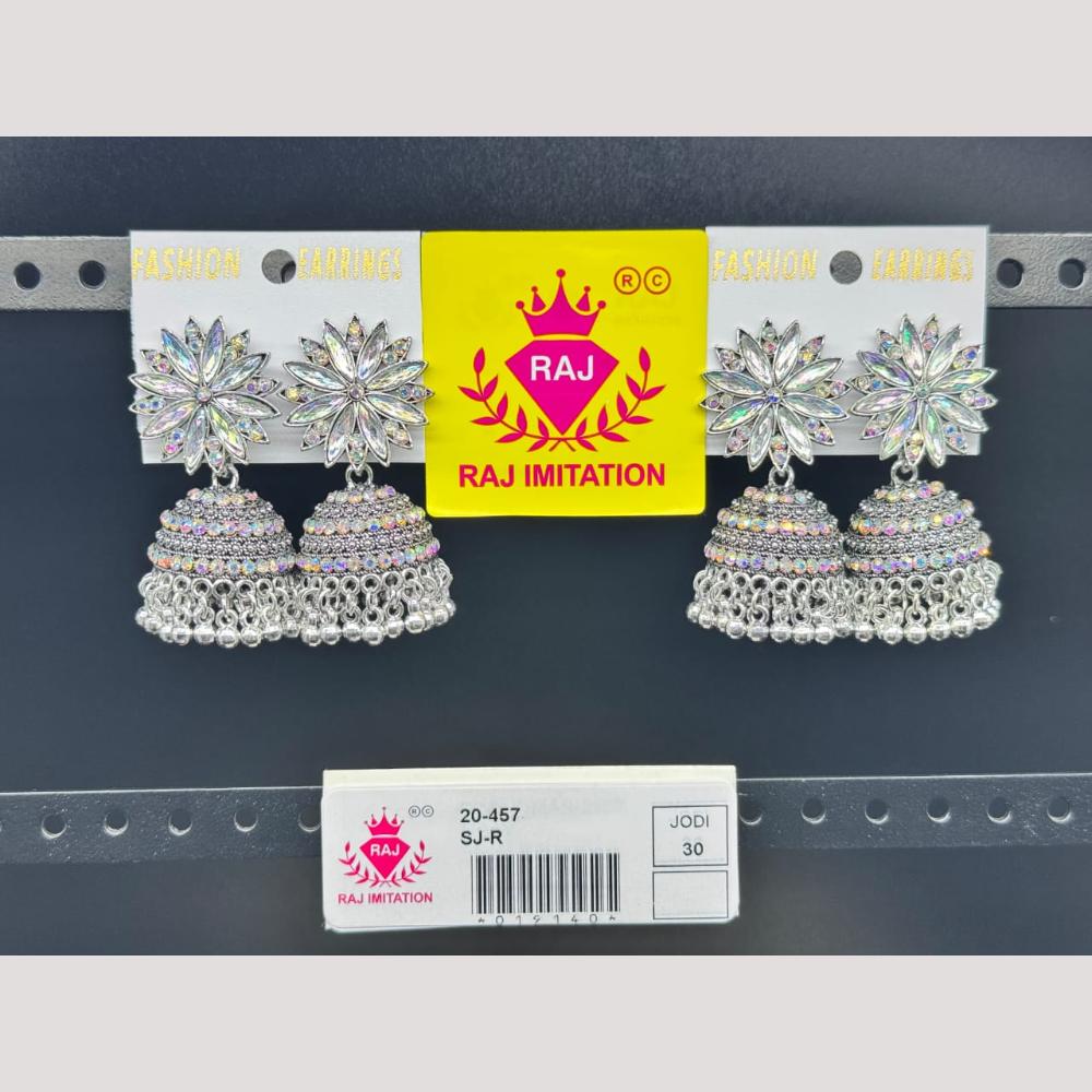 Raj Imitation Oxidised Austrian And Beads Jhumki Earrings
