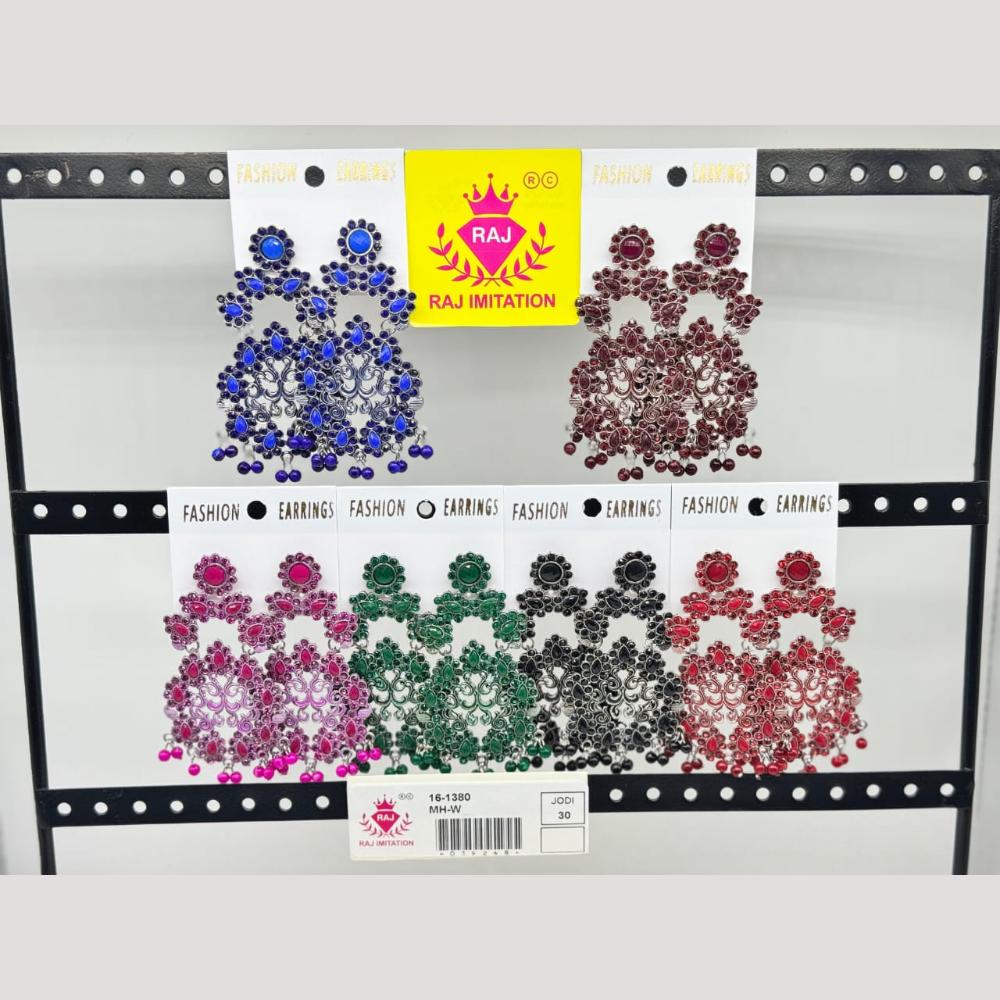 Raj Imitation Pota Stone And Beads Dangler Earrings