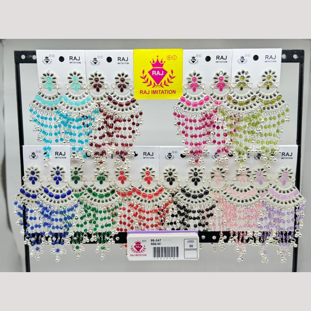 Raj Imitation Pota Stone And Beads Dangler Earrings