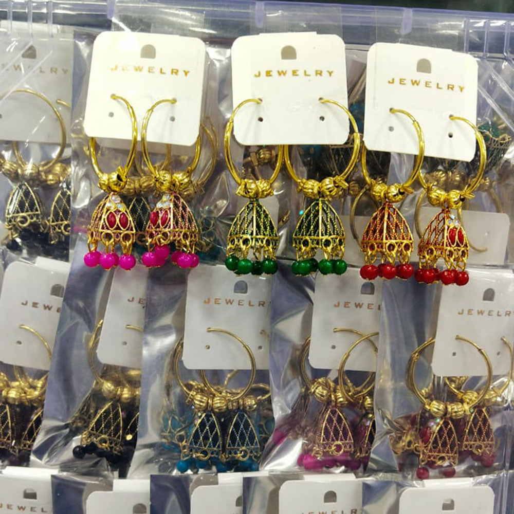 Raj Imitation Crystal And Pearls Jhumki Earrings
