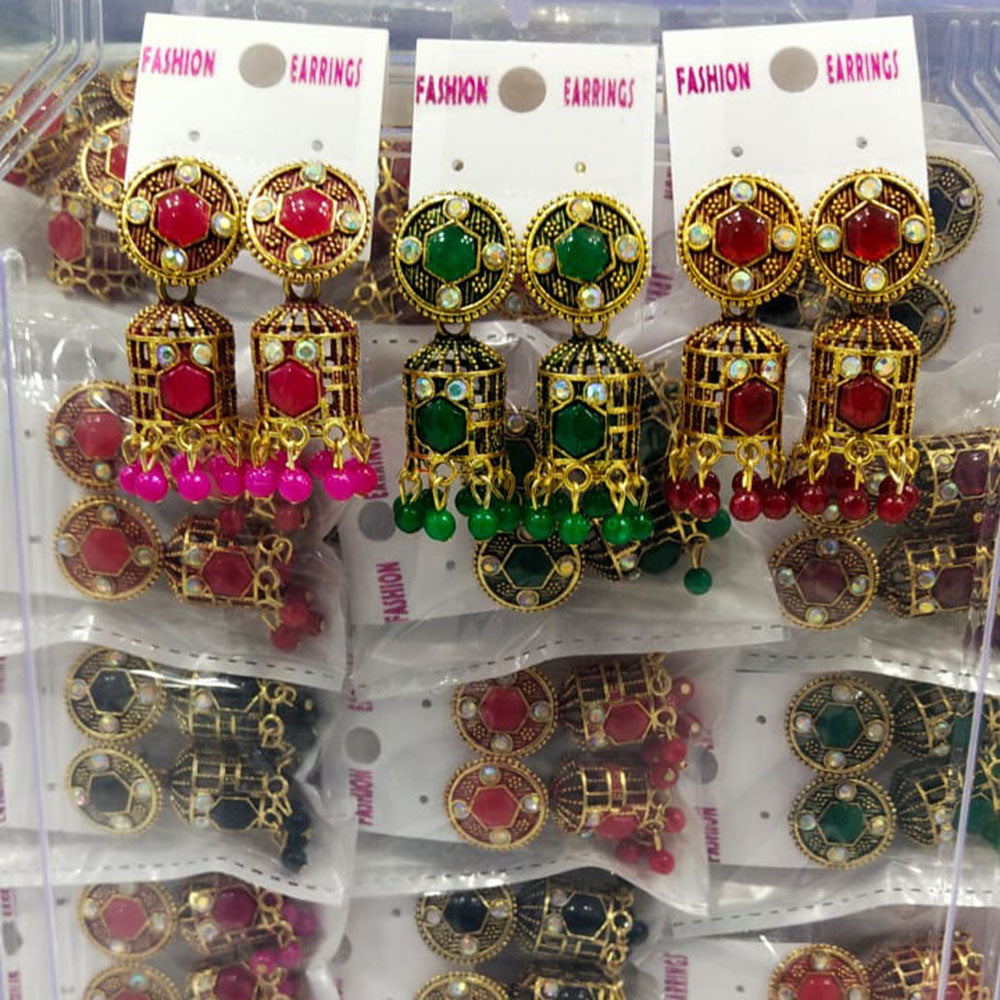 Raj Imitation Crystal And Pearls Jhumki Earrings