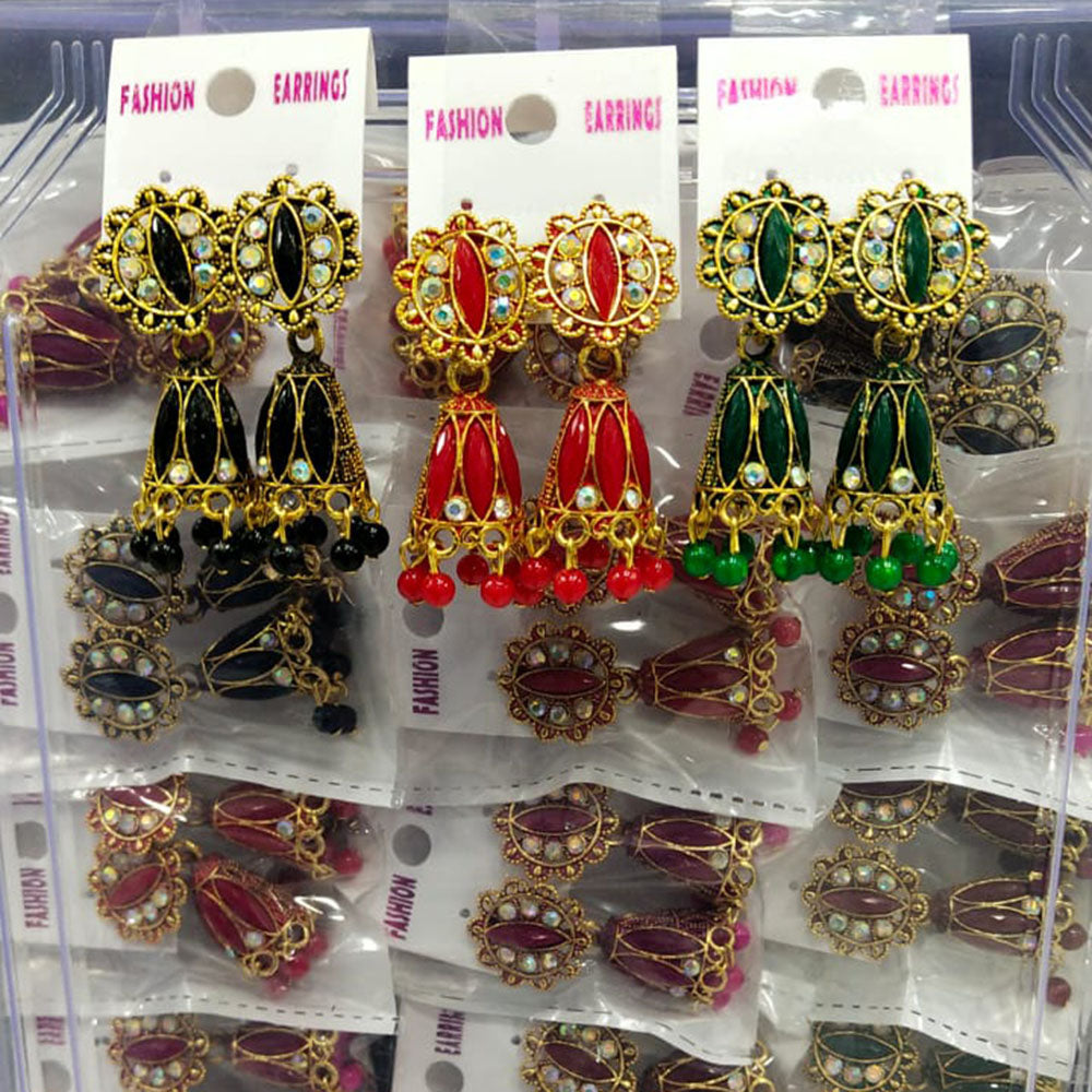Raj Imitation Crystal And Pearls Jhumki Earrings
