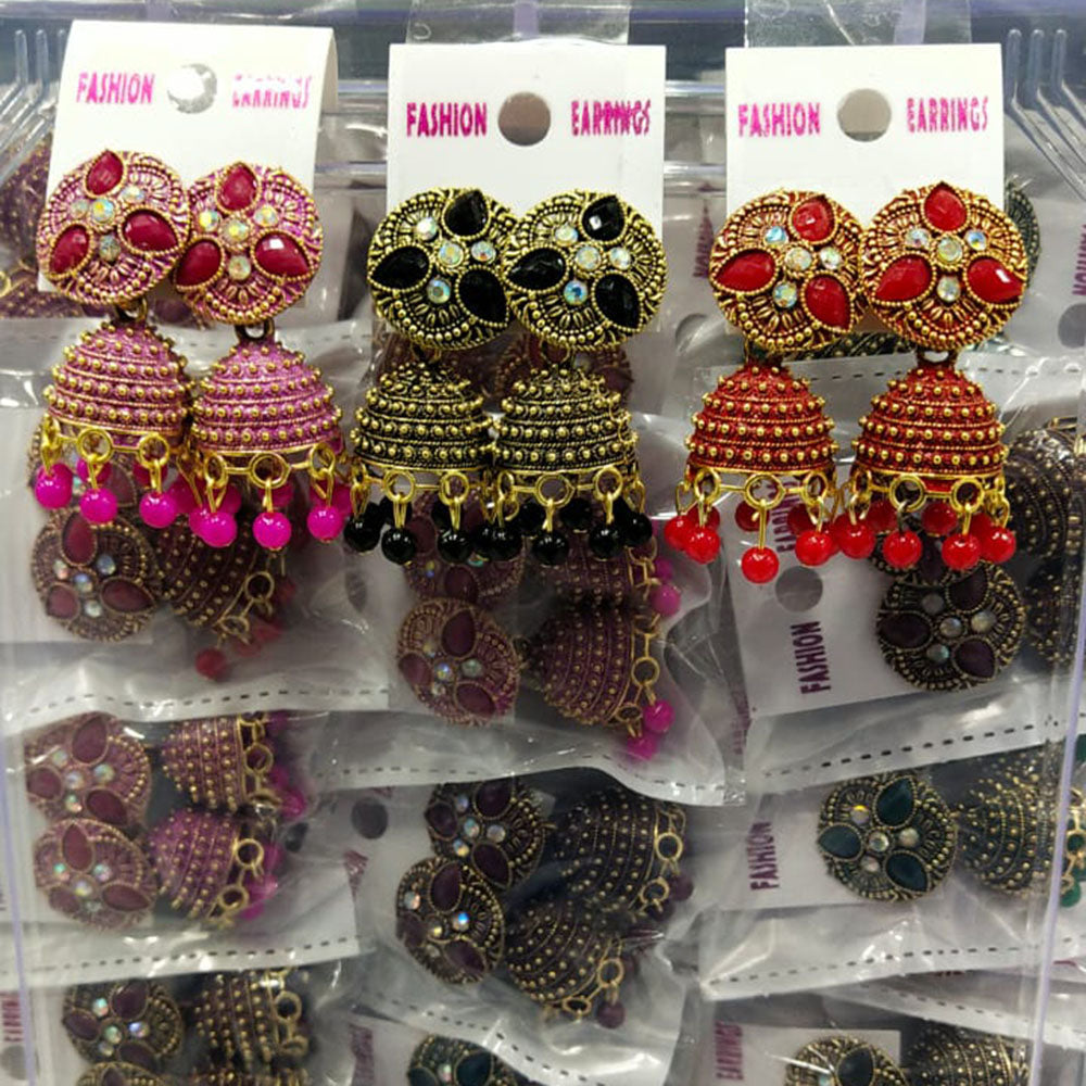 Raj Imitation Crystal And Pearls Jhumki Earrings