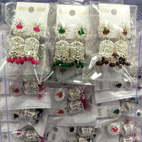 Raj Imitation Crystal And Pearls Jhumki Earrings
