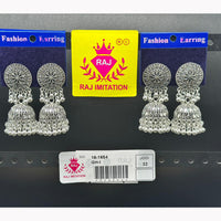 Raj Imitation Oxidised Plated Ghungroo Jhumki Earrings