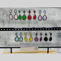 Raj Imitation Oxidised Plated Pota Stone Premium Dangler Earrings for Women (Pack of 50)