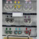 Raj Imitation Oxidised Plated Pota Stone And Pearl Premium Dangler Earrings for Women (Pack of32)
